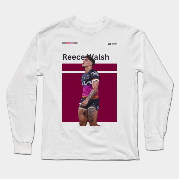 Reece Walsh Brisbane Broncos Long Sleeve T-Shirt by Lottz_Design 